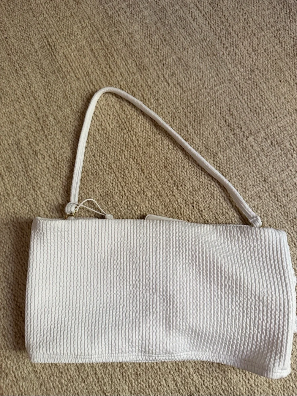 Monday Swimwear Bora Bora White Ribbed Bandeau top - white crinkle